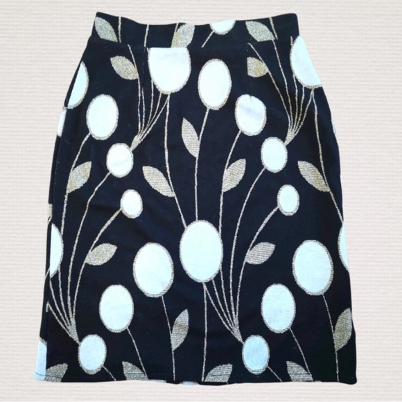 Maeve Anthropology Black and gold MIDI Skirt size XS - Picture 3 of 5